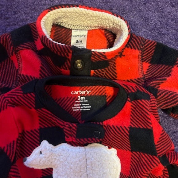 Carter's Buffalo Plaid footed onesie and jacket set -3 Months - Picture 4 of 5